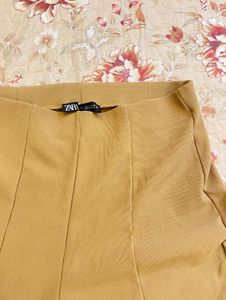 Brown Slit-Hem Pants