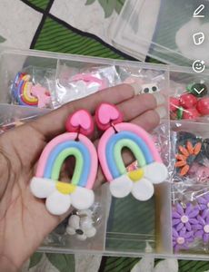 Rainbow Flower Clay Earrings🌈