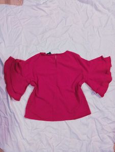 Chic Pink Ruffle Sleeve Top