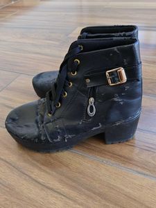 Worn Black Ankle Boots