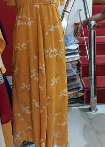 NEW WITH TAG YELLOW FANCY A-LINE DRESS FOR WOMEN