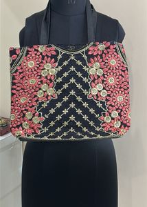 Embroidered Velvet Tote Bag