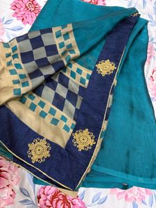Elegant Teal Saree with Blouse(36in)