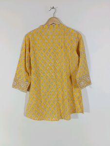 Yellow Printed Casual Tunic Top (Women)