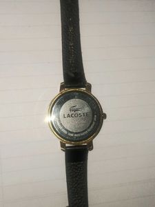 LACOSTE unisex Leather Black Watch