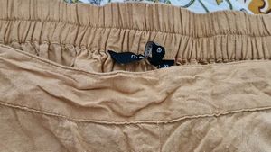 Tan Linen Blend Pants