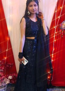 Black Sequin Embellished Lehnga