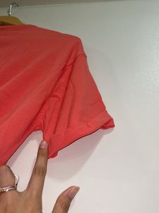 Peach Crop Top With Stretchable Material
