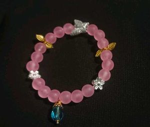 Pink Beaded Charm Bracelet