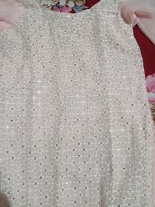 White Thread Work Chiffon Kurta