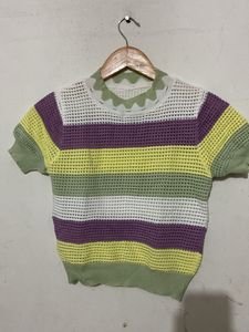 Multicolour Colour Crop Top For Woman