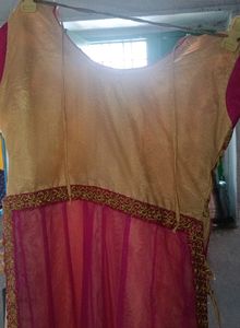 Pink &amp; Gold Embellished Fabric