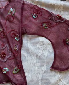 Sheer Sequin Embroidered Top