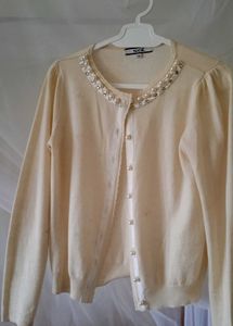 Cute Pearl Embellished Cardigan