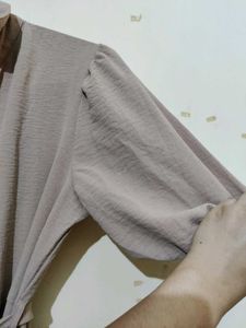 Beige Button-Down Midi Dress