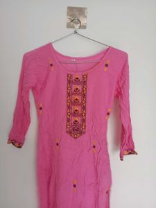 Pink Embroidered Kurta