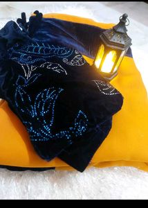 Orange Saree 🥻 And Navy Blue Blouse