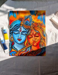 Abstract Krishna &amp; Radha Painting on Canvas