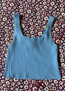 Blue Floral Crop Top