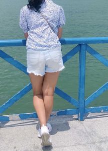 Distressed Mid Rise Shorts