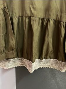 Olive Green Top with Lace Detail