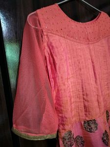 Coral ethnic gown