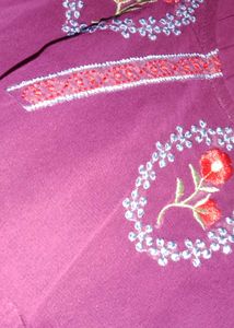 Girls’ Purple Floral Embroidered Dress/Kurti 💜