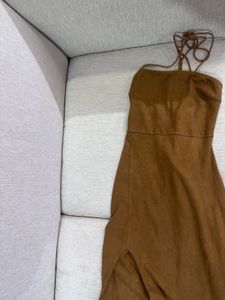 Faux Suede Dress With Back Ties
