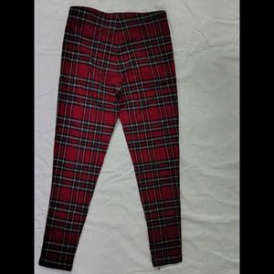 ZARA, Red Plaid Print Pants