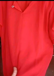 ❤️ Elegant Red Net Half-Sleeve Top for Women ❤️