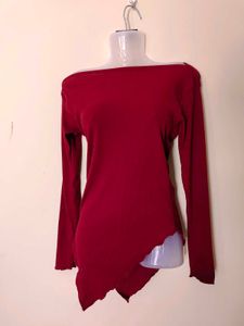 Burgundy Asymmetrical Top