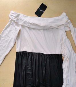 Off Shoulder Draped Fit and Flare Dress 👗