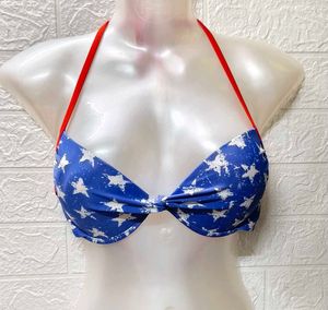 New Piece Blue Bikini Padded Top/ Fixed Price