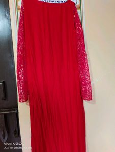Red Lace Sleeve Dress