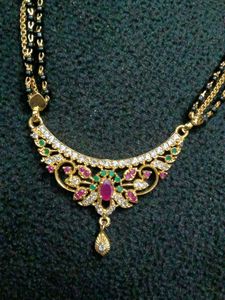1 Gram Gold Nallapusa(Black Beads) Long Chain