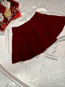 🎀Burgundy Pleated Mini Skirt🎀