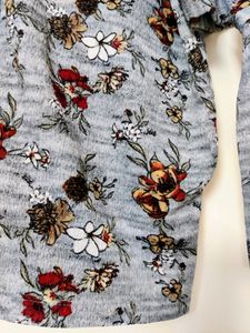 Grey Floral Casual Top