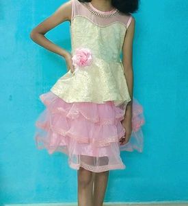 Beautiful Pink &amp; Golden Party Dress for Girls – Si