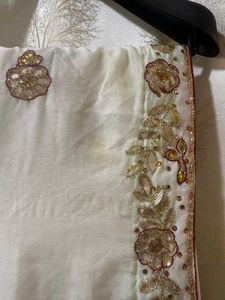Gota Patti White Saree