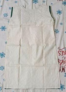 White Kurti With Green Design