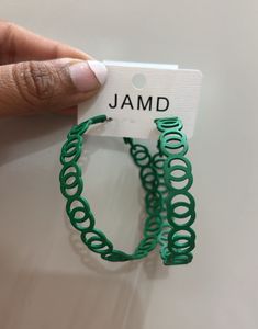 Green Geometric Hooping Design Hoop Earrings