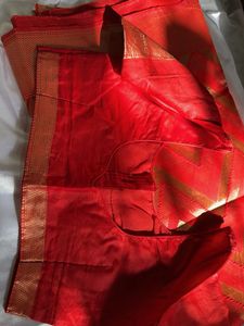 Tomato Red Saree With Blouse