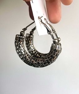 Textured Silver Hoop Earrings