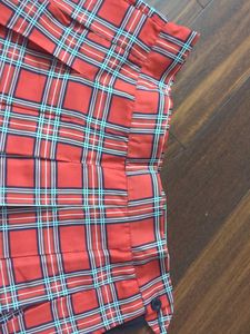 Red Plaid Pleated Skirt