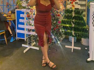 Chic Red Midi Bodycon Dress