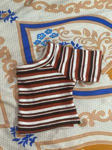 Cute Multicolour Crop Top With Boatneck Style