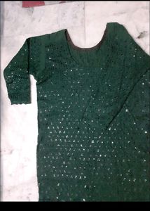 Green Chikankari Kurti