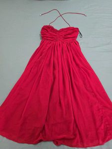 RITU KUMAR Red Halter Neck Tie Maxi Dress