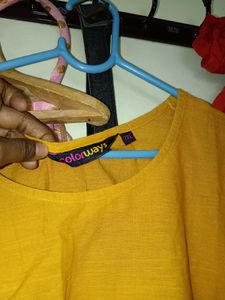 Yellow Kurti with Red Pants Set