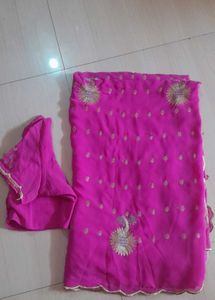 Pink Saree With Blouse